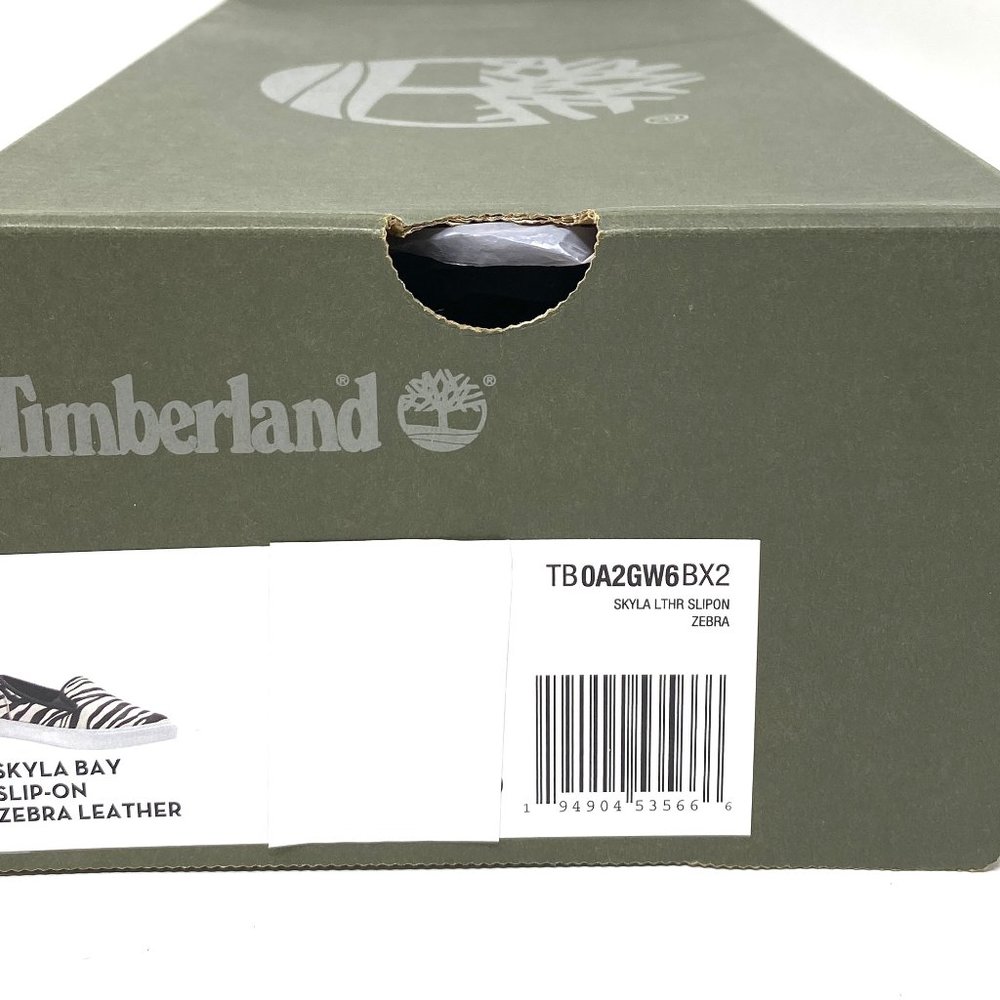 Timberland BX2 WOMEN SKYLA BAY SLIP ON ZEBRA LEATHER Black White TB 0A2GW6 BX2 - Picture 10 of 10